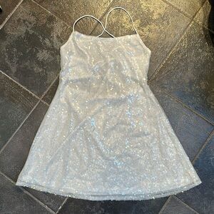 Sequin white mini dress